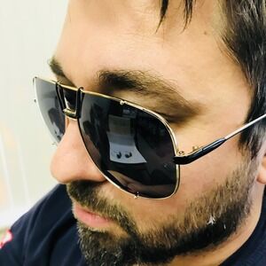 Men Sunglasses Gold Frame Black Lens Fashion Sun Glasses Classic Street Wear New